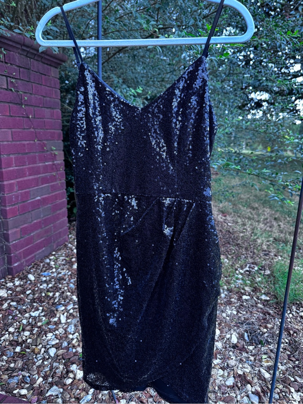 Lulu's Black Sequin Mini Slip Dress